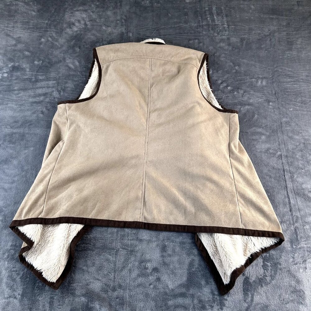 Westbound Women's Tan Faux Suede Vest Water Fall Open Front Size 1X - Picture 5 of 6